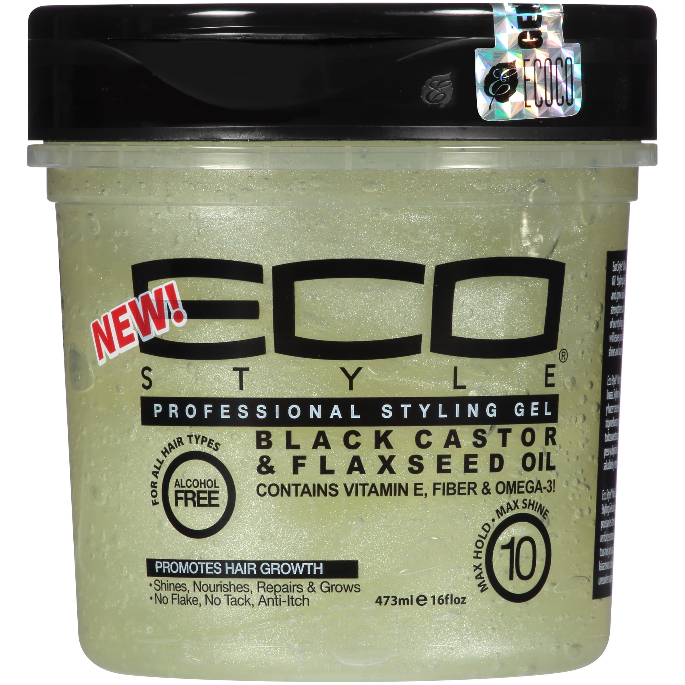 Eco Style Black Castor Flaxseed Oil Professional Styling Gel 16 Fl Oz Plastic Jar Walmart Com Walmart Com