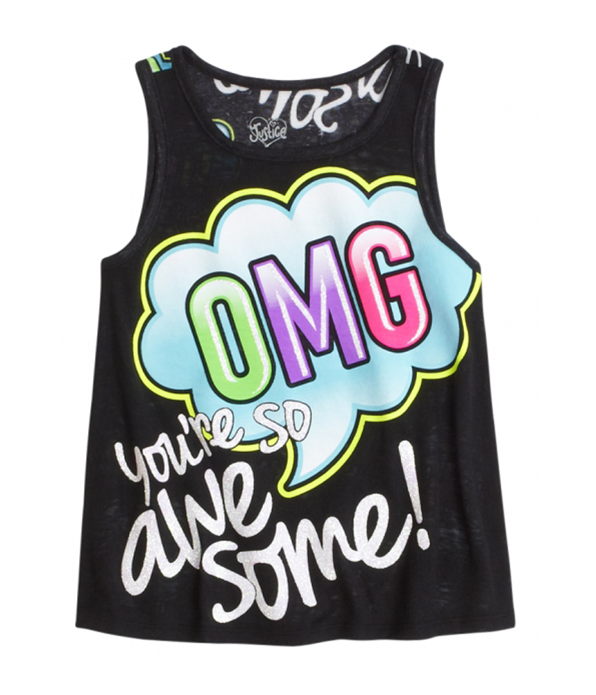 Justice Justice Girls Allover Text Glitter Tank Top
