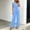 Blue, variant on Women's Solid Color V-Neck Sleeveless 2-Piece Outfit Button Tie Detail Top with Straight Leg Pants Set Blue XL(XL)
