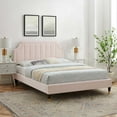 thumbnail image 2 of Platform Bed Frame, Queen Size, Velvet, Pink, Modern Contemporary Urban Design, Bedroom Master Guest Suite, 2 of 10