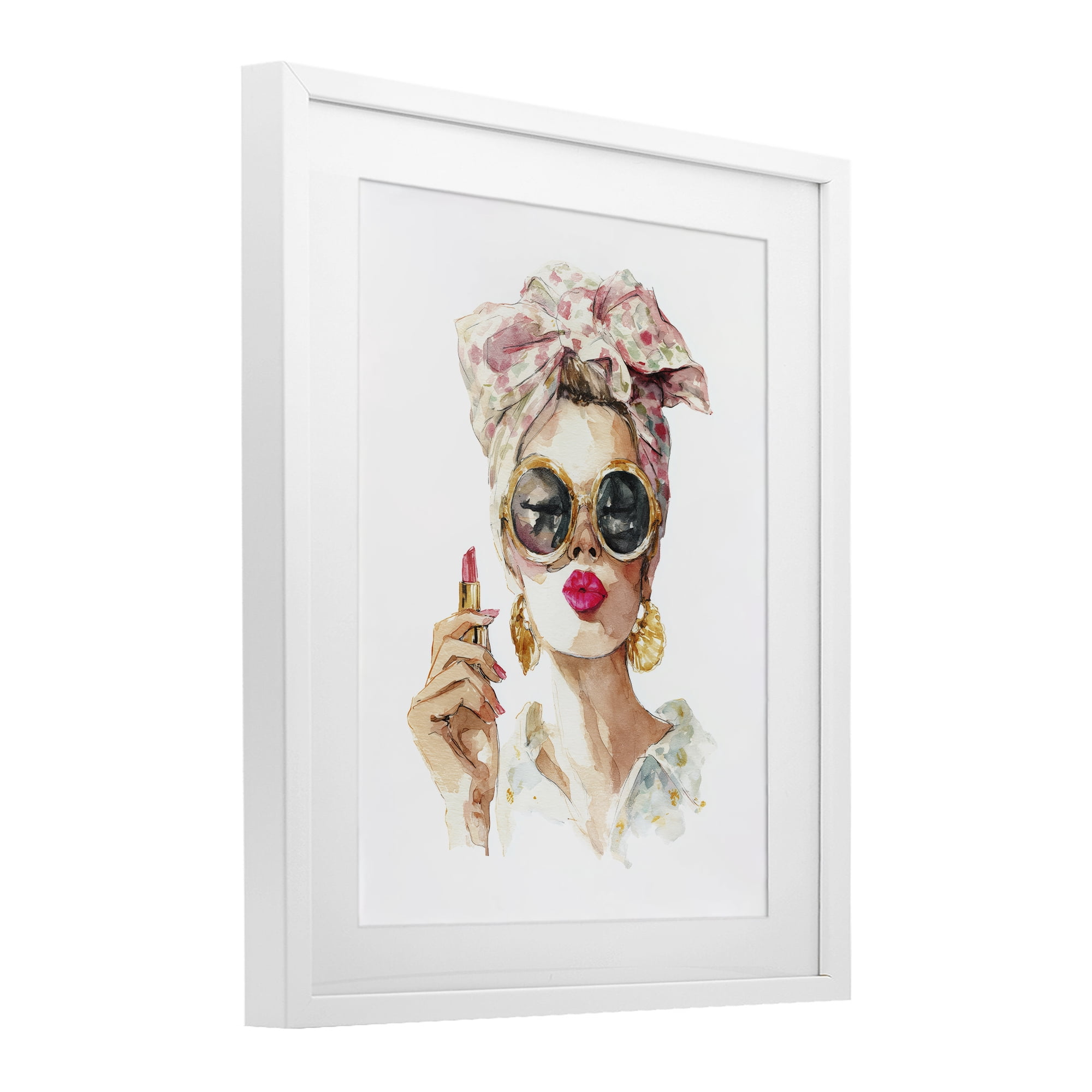 Stupell Industries Feminine Lipstick Spell White Framed Print Under Glass, design by Svetlana Aleynikova