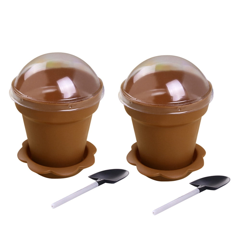 Disposable Potted Plastic Ice Cream Spoon Cake Scoop Shovel Shape Dessert Stick