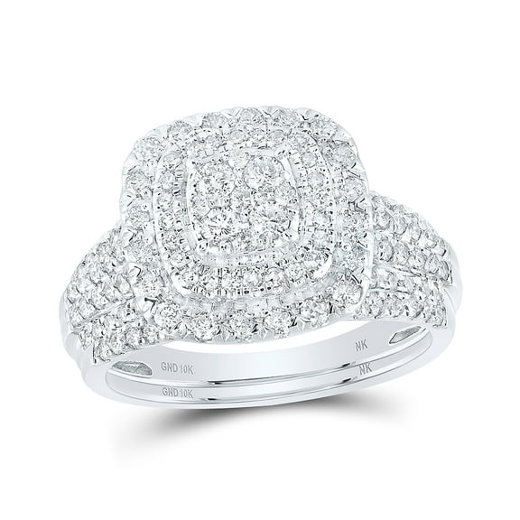 10kt White Gold 1 Cttw Diamond Fashion Wedding Engagement Anniversary Bridal Set, Women Size: 5-9