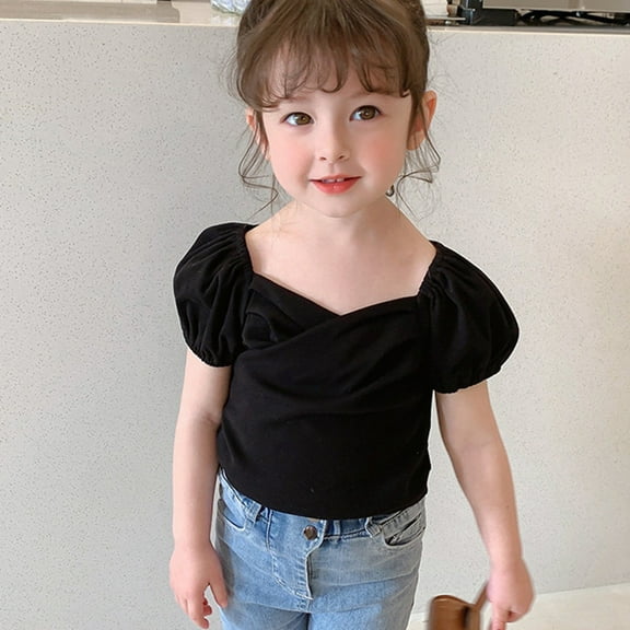 SNKSDGM Girls Girls White T Shirt Pack 10-12 White Shirt Girls Size 6 Children Sleeve T Shirt Summer Vintage Girls Top 3 8 Years Old Children's Clothing 5-6 Years