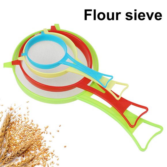 TidBay 4Pcs Flour Colander Long Handle Safe Plastic Multi-function Food Flour Tea Strainer for Kitchen