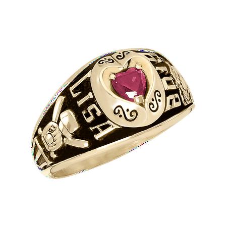 Keepsake Personalized Women's Heart Class Ring available in Valadium Metal and Gold