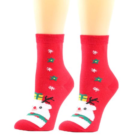 

Women Novelty Christmas Colorful Socks Cartoon Santa Elk Snowman Holiday Hosiery