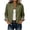 Army Green, variant on Cropped Jackets for Women Ruffle Stand Collar Button Down Plaid Cuffs Lightweight Long Sleeve with Pockets for Fall Casual Weekend Wear