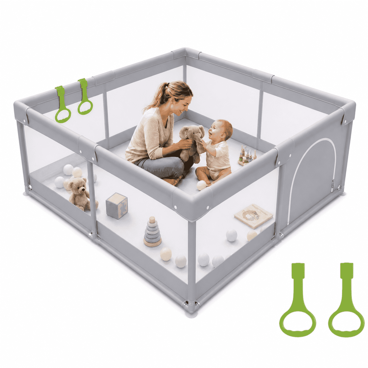 Fodoss 50x50inch Baby Playpen for Newborns and Toddlers Play Yard for Apartment Indoor Large Baby Activity Center Gray