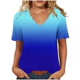 thumbnail image 3 of Ichuanyi Womens Summer Tops Trendy Gradient Color Print Short Sleeve Tshirts Shirts V Neck T Shirts Fashion, 3 of 7