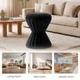 thumbnail image 6 of Leumius Velvet Ottoman,Upholstered Vanity Stool Chair,Sturdy Round Footstool for Makeup, Living Room, Bedroom, Entryway,Black, 6 of 8