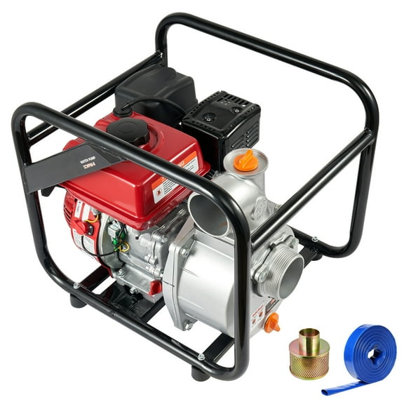 KFFKFF Fuel-Driven Debris Pump, 3 in/80 mm, 7HP 242GPM 4-Stroke Fuel Engine Water Relocation Pump with 25 ft/7.62 m Discharge Hose Max 98 ft Elevation 26ft Intake