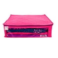 thumbnail image 3 of atorakushon Satin Fabric 1 Saree & 1 Blouse Covers Clothes Garments Storage Bag Wardrobe Organizers Strong Zippers & Transparent Window Set of 2 Pink, 3 of 5