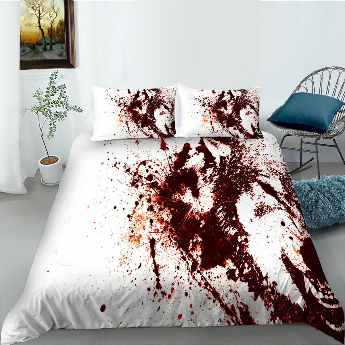 Bedding for Boys Girls Men Hot Sale New Products White And Red High Quality 3D Wolf Printed Bed Cover Duvet Cover Set Bed Full 80 x90