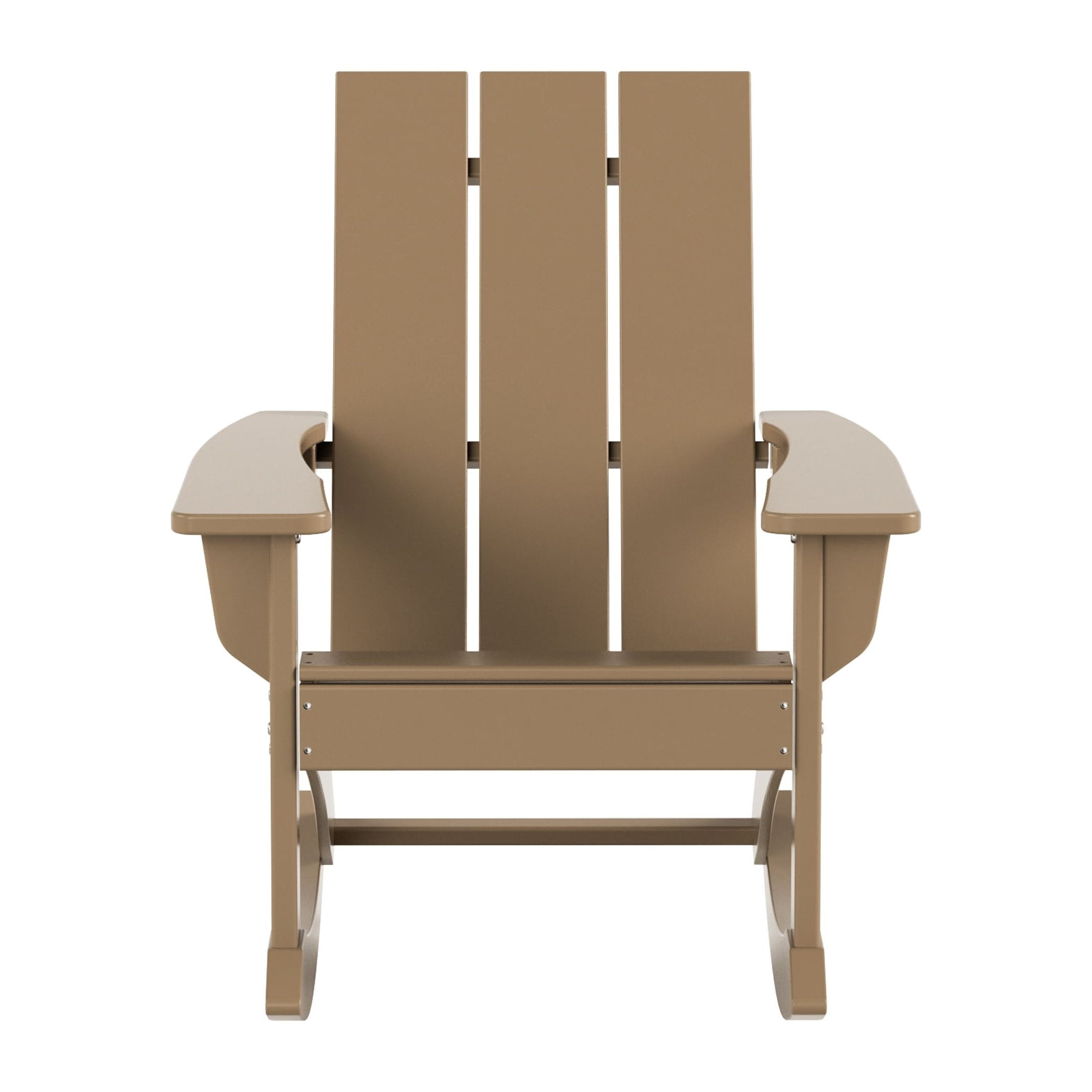 GARDEN Set of 2 Modern Plastic Outdoor Rocking Chairs for Patio Porch, Weathered Wood