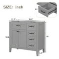thumbnail image 7 of 36" Bathroom Vanity Without Top Sink, Modern Bathroom Cabinet with 3 Drawers and 2 Doors, Freestanding Bathroom Vanity with Open Shelf, Wood Storage Cabinet, Grey, 7 of 7