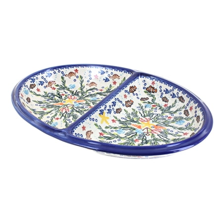 Blue Rose Polish Pottery Atlantis Large Divided Dish