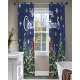 thumbnail image 4 of Navy Blue Christmas Sheer Curtains 84 Inch Length 2 Panels Set for Living Room/Bedroom, Green Xmas Tree Snowflake Winter Kitchen Curtains Grommet Semi-Sheer Curtains Window Treatments 42"x84"x2, 4 of 7