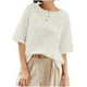 thumbnail image 3 of Conjuntos de otoño para mujer,Camiseta de verano para mujer, blusa informal de poliéster con cuello redondo y manga 3/4, largo regular para uso diario, sopatenor, 3 of 9