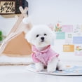 thumbnail image 4 of CBFFDC Pet Outfit White Flowers Decor Pet T shirt with Front Bowknot Ruffle Collar Spring Summer Puppy Tee Clothes, 4 of 7