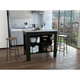 thumbnail image 2 of Dtwnek 35" Height Kitchen Island with 3 Open Shelves, Perfect for Kitchen, Dining Room, Black, 2 of 4