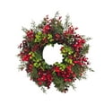 thumbnail image 3 of Corona navideña para puerta de 38 cm, adorno para fiestas navideñas, corona de invierno para chimenea, puerta principal, jardín y decoración del hogar Verde oscuro y verde claro, 3 of 9