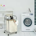 thumbnail image 3 of Gymax Laundry Cart Laundry Hamper Basket Cart w/Rolling Wheels Shelf & Removable Bag, 3 of 10
