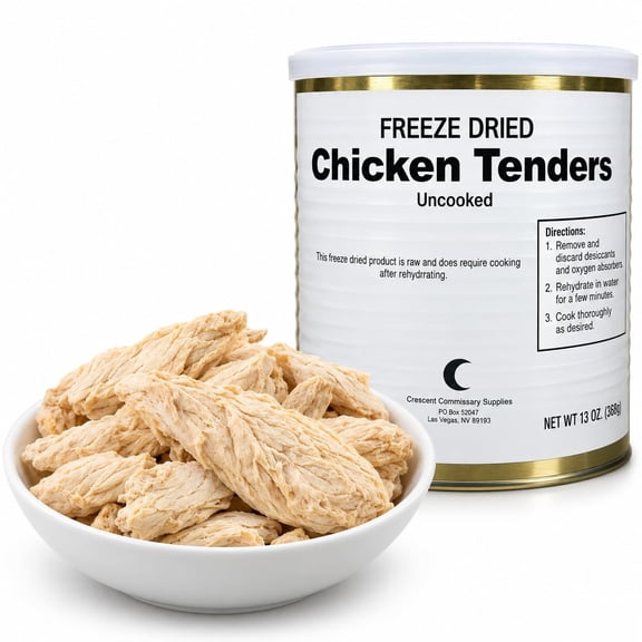 Military Surplus Uncooked Freeze Dried Chicken Tenders Emergency Preparedness Survival Food for Camping and Backpacking with 18-22 Servings/13oz/Can- 1 Can