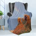 thumbnail image 4 of Arizona Soft Flannel Fleece Throw Blanket, Rainbow Above Grand Canyon Mountains National Park Scenery, Cozy Plush for Indoor and Outdoor Use, 50" x 60", Burnt Orange Ceil Blue, by Ambesonne, 4 of 5