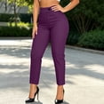 thumbnail image 4 of Khunlpohl Women's Capri Pants Slim Dressy Work Business Office Trousers Button High Waisted Casual Pant with Pockets, 4 of 5