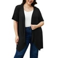 thumbnail image 3 of Uvplove Women's Short Sleeve Summer Open Front Cardigan Lightweight Knit with Pcokets,Black,XL, 3 of 8