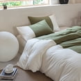 thumbnail image 3 of Bedding Duvet Cover With Pillowcase Set Green and White Perfect connection Twin Size, 3 of 3