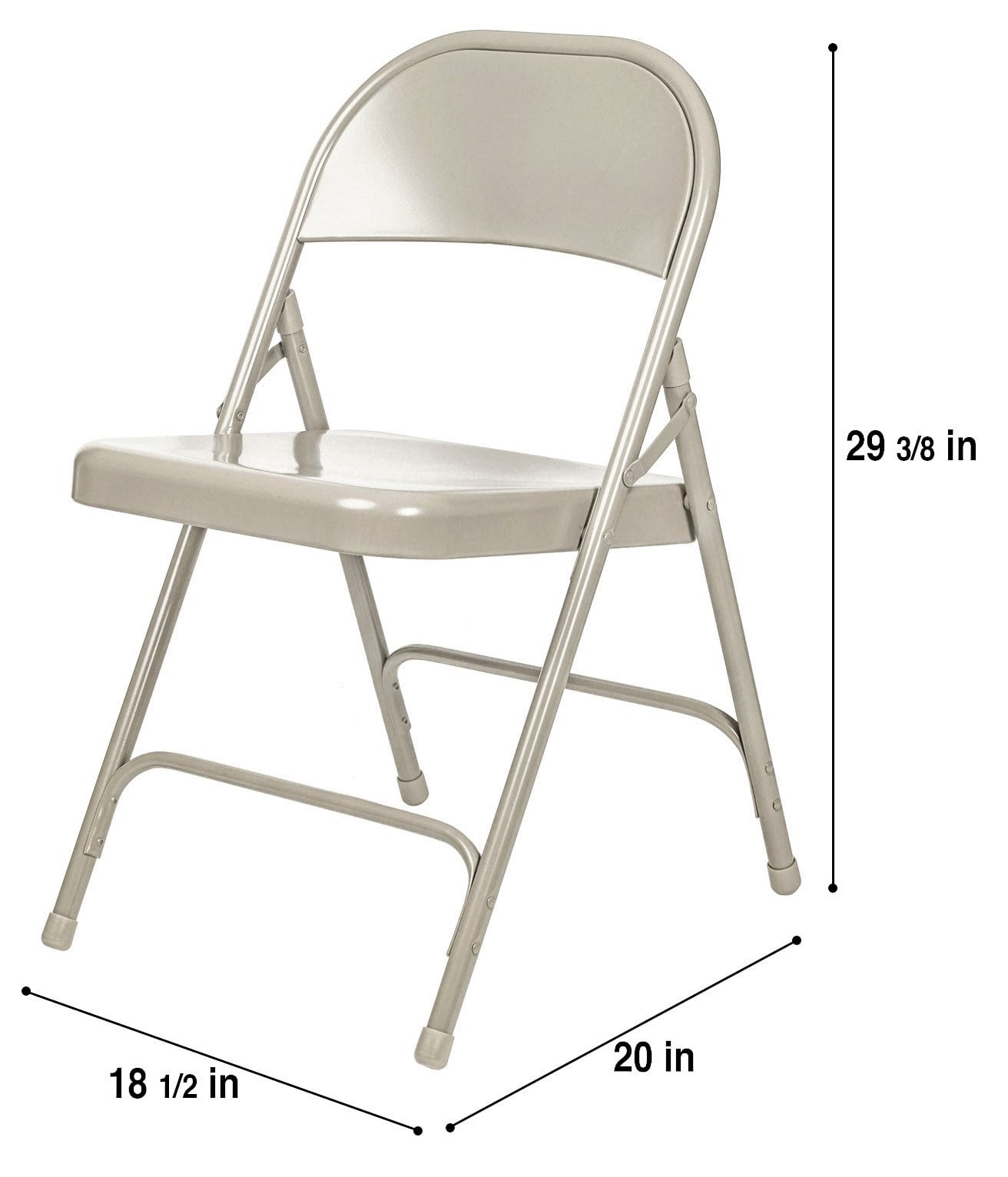 Hampden Furnishings Bernadine Collection Metal Round-Backed Folding Chair, Grey, Pack of 4