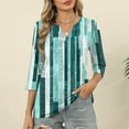 thumbnail image 2 of T-Shirts for Women 3/4 Sleeve V-Neck Strip Printed Casual Dressy Tunic Tops Laides T-Shirts, 2 of 6