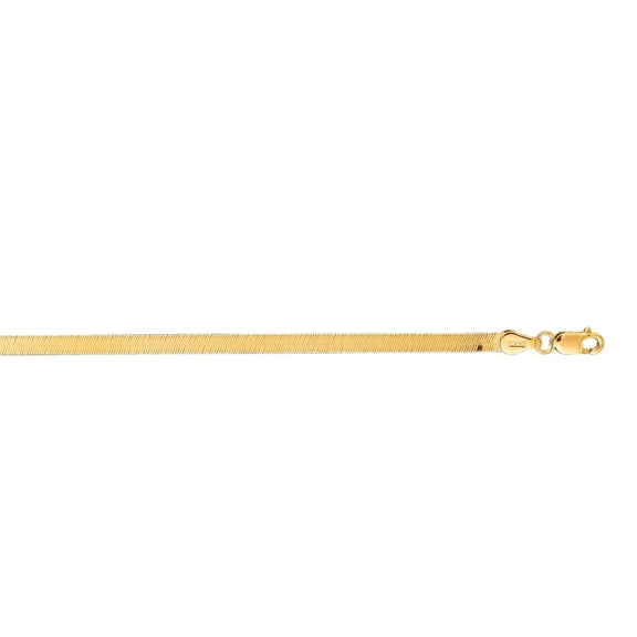 JewelStop 14k Yellow Gold Polished Finish 3mm Imperial Herringbone Chain with Lobster Lock - 24"