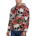 thumbnail image 3 of Naloa Skull and Roses Men's Casual Hooded Collar Drawstring Hoodies Pullover Sweatshirts Casual Long Sleeve Shirts-3X-Large, 3 of 7