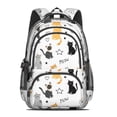 thumbnail image 2 of Cat and Fishbone Meow White Pattern Backpack for School, Cute School Bag with Adjustable Shoulder Straps and Padded Back, 16.9"x12.6"x5.9", 2 of 5
