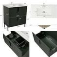 thumbnail image 4 of Euroco 30" Bathroom Vanity with Ceramic Sink and Full-Extension Drawers, Soft Close Undermount Drawer Slides, Fluted Design, Green, 4 of 9