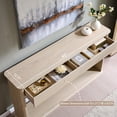 thumbnail image 3 of Aitjunz 63" Console Table with 2 Drawers and Storage Shelf, Waterfall Wood Grain Entryway Table with Curved Edges, Long Sofa Table for Living Room, Hallway and Foyer, 3 of 6