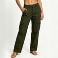 thumbnail image 3 of cocolona Womens Solid Color Casual Cargo Pants Elastic Waist Straight Wide Leg Outdoor Work Denim Pants with Pockets, 3 of 4
