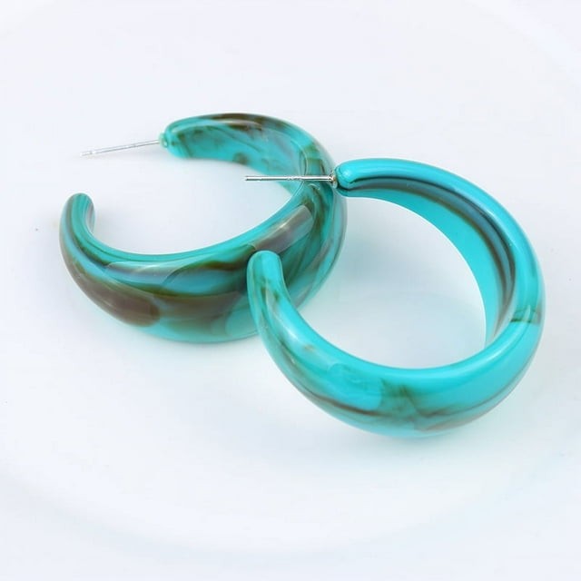 Nvzi Pendientes de aro grandes con forma de C de acrílico, geométricos, cuadrados, retro, sencillos, de color caramelo, con forma de C, de resina, de colores preciosos, D16
