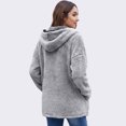 thumbnail image 3 of longantii Fleece Jackets for Women Hooded Full Zip Sherpa Cardigan Fuzzy Plush Outerwear Long Sleeve Mid-Length Coat with Pockets Trendy Warm Cozy Fall Winter Outfits, 3 of 4