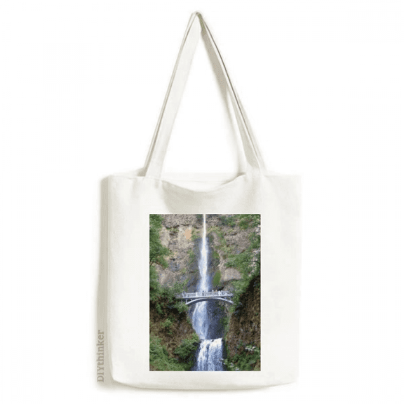 Waterfall Forestry Science Nature Scenery Tote Canvas Bag Shopping Satchel Casual Handbag