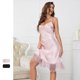 thumbnail image 4 of Gibobby Camisón de algodón para mujer Día de San Valentín Camisón mujer Lencería satén Chemise Lencería Sexy camisón completo Slips Sleep Dress Sexy Slips rop(Rosa,G), 4 of 5