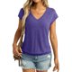 thumbnail image 2 of Sudadera con cremallera,Camiseta informal de manga corta con cuello en V para mujer, blusa de poliéster suave, tejido transpirable, uso diario, para uso doméstico e informal, sopatenor, 2 of 9