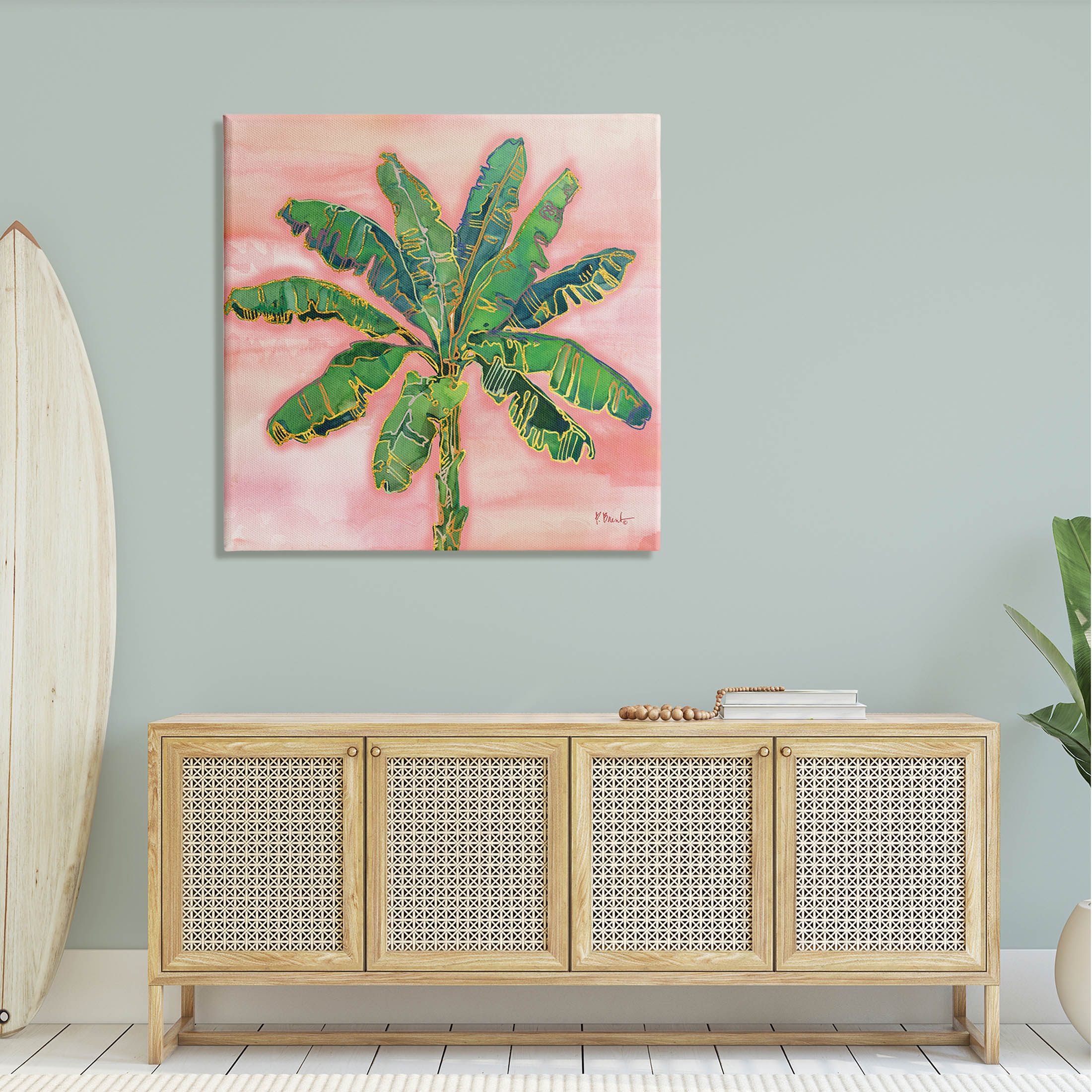 Contemporary Palm Tree Leaves Botanical & Floral Graphic Art Gallery Wrapped Canvas Print Wall Art