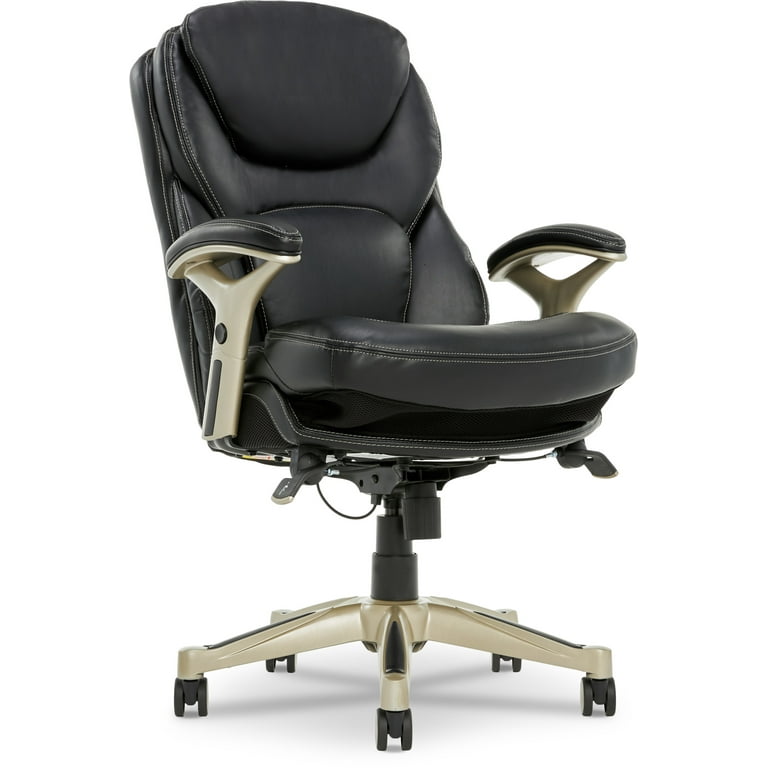 Serta® Works Bonded Leather Mid-Back Office Chair With Back In Motion  Technology, Ivory/Silver