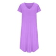 thumbnail image 5 of Rollbacks & More Viikei Tiered Ruffle Hem Round Neck Dress-Garden Party Essential,Women's New Summer Dress Slim Short-sleeved Color T-shirt Dress, 5 of 6