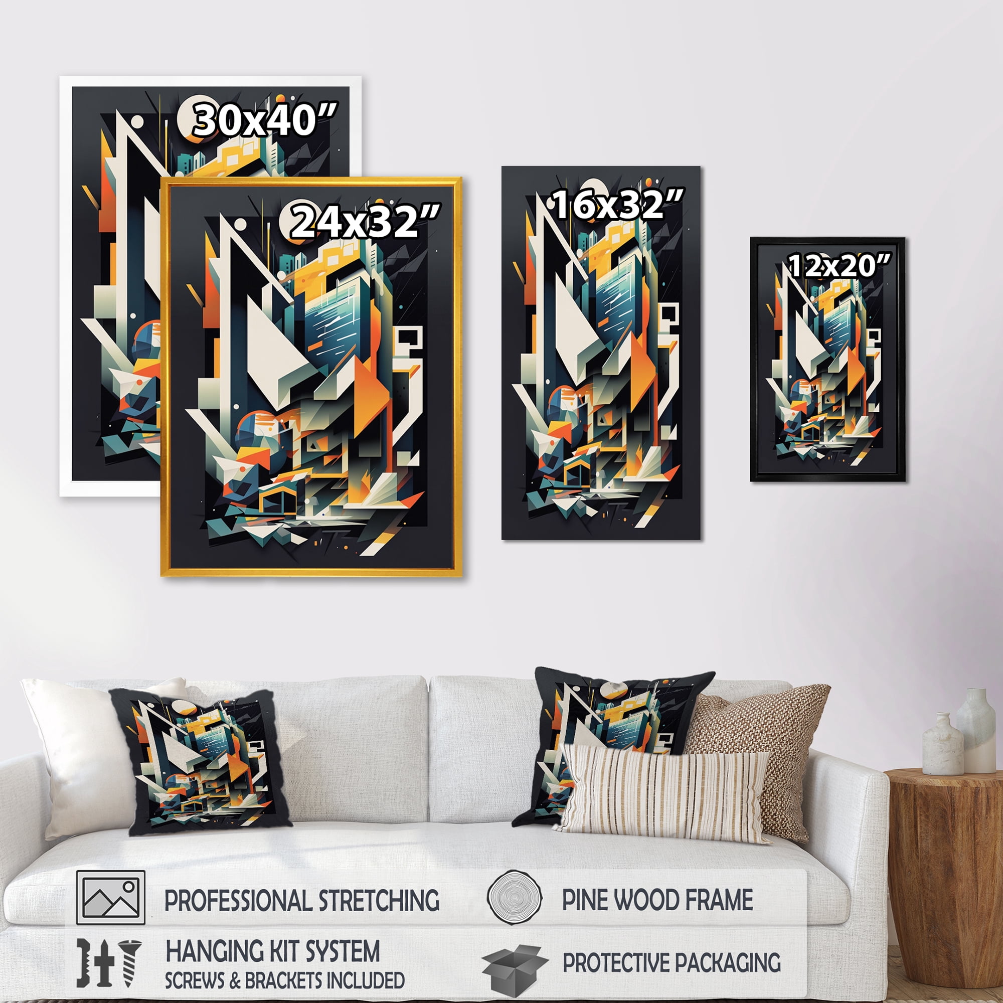 Free Shipping! Designart Geometric Graffiti II Canvas Wall Art