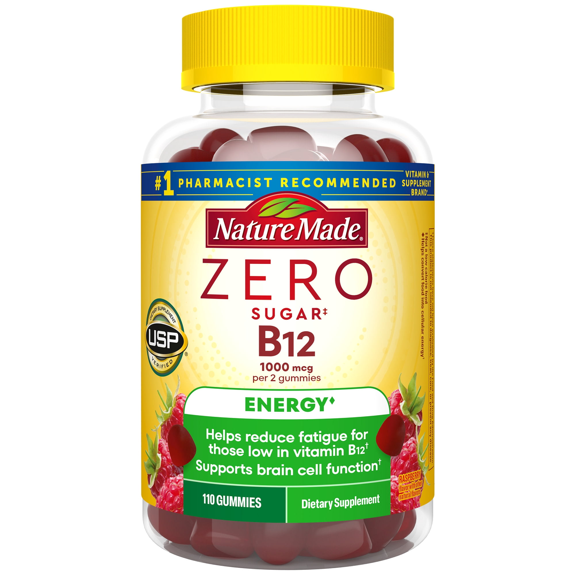 Nature Made Zero Sugar Energy Vitamin B12 Gummies, Brain Support, 110 Count